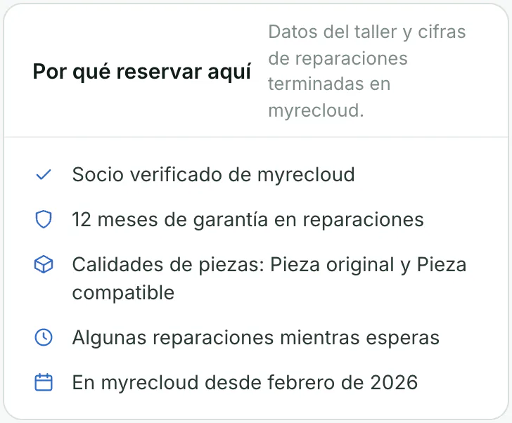 Panel de confianza del perfil con garantía, calidad de piezas e insignia «Socio verificado»